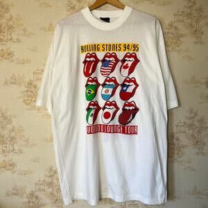 Vintage 1994 Rolling Stones Voodoo Lounge T-Shirt | 9 Tongue Flags | Brockum XL